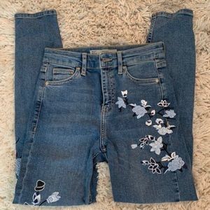 TopShop embroidered skinny jeans
